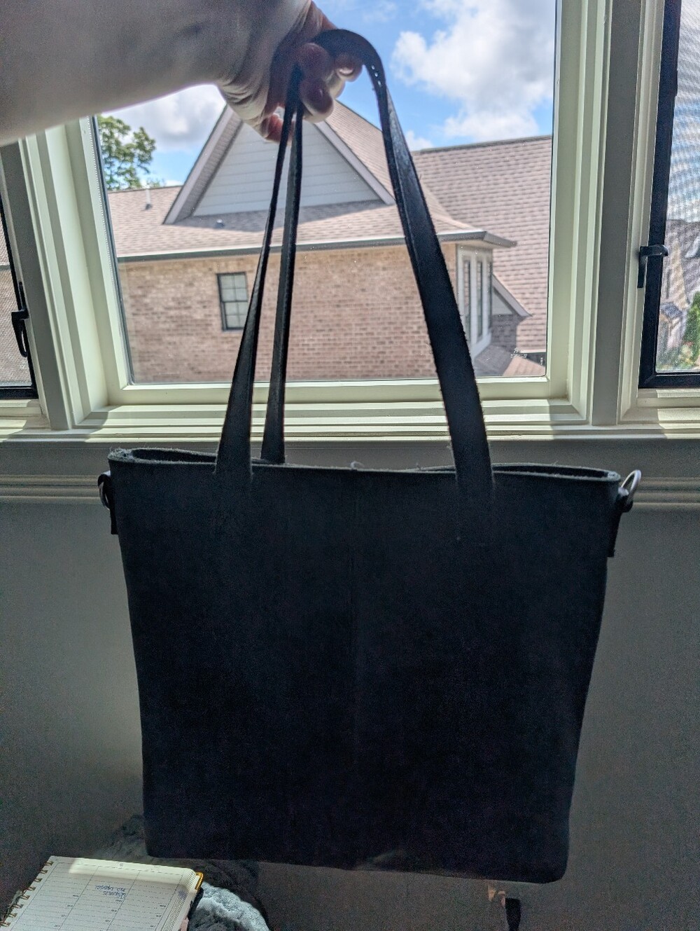 Duluth Black Leather Laptop Bag